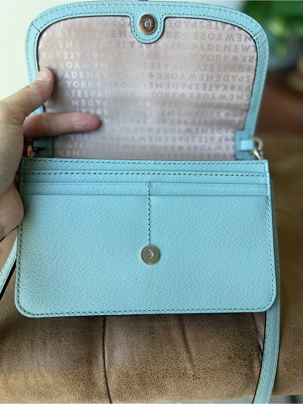 Kate Spade Dusty Blue Pebbled Leather Crossbody
